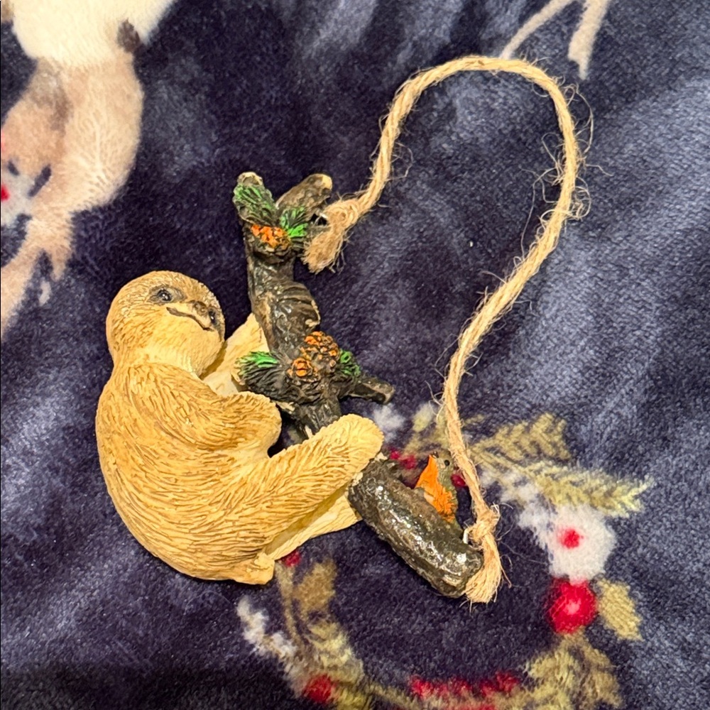 Adorable Sloth Ornament with Rope Hanger